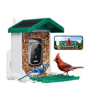 Smart Bird Feeder with Camera, AI Bird Species I.D. Solar Powered Panel